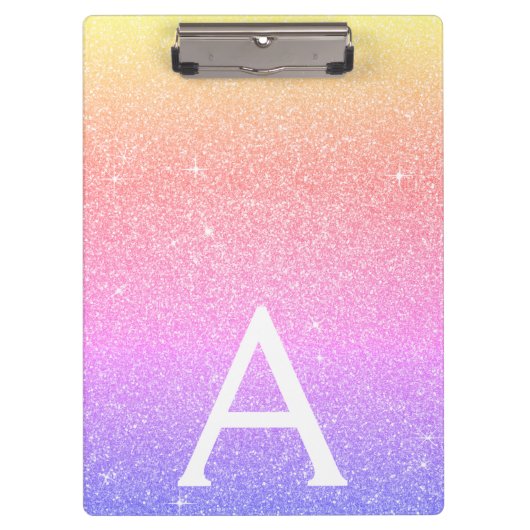 Paarse Roze Glitter & Sparkle Monogram School Klembord (Voorkant)