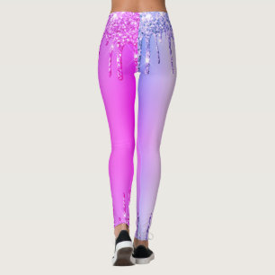 Paarse Roze Glitter Sparkly Drips Party Leggings