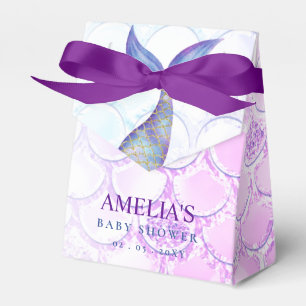 Paarse Roze Glitter Zeemeermin Staart Baby shower Bedankdoosjes