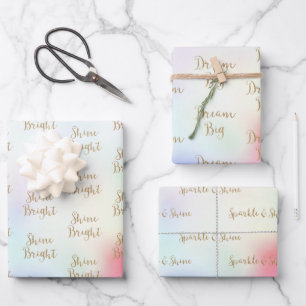 Paarse Roze Gouden Glitter Dream Shine Sparkle Inpakpapier Vel