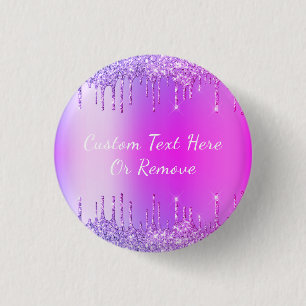 Paarse roze goudglitter - Jouw tekst Ronde Button 3,2 Cm