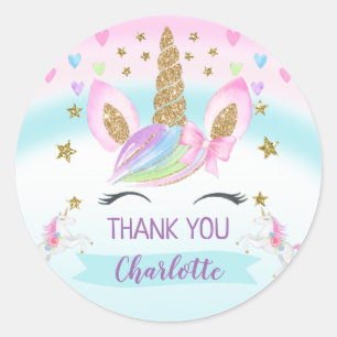 Paarse roze goudkleurige orn Birthday Favor Sticke Ronde Sticker