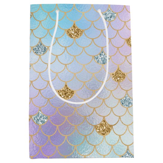 Paarse roze goudzout Glitter Mermaid Sparkle Medium Cadeauzakje (Voorkant)