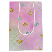 Paarse roze goudzout Glitter Mermaid Sparkle Medium Cadeauzakje (Achterkant)