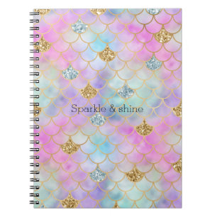 Paarse roze goudzout Glitter Mermaid Sparkle      Notitieboek