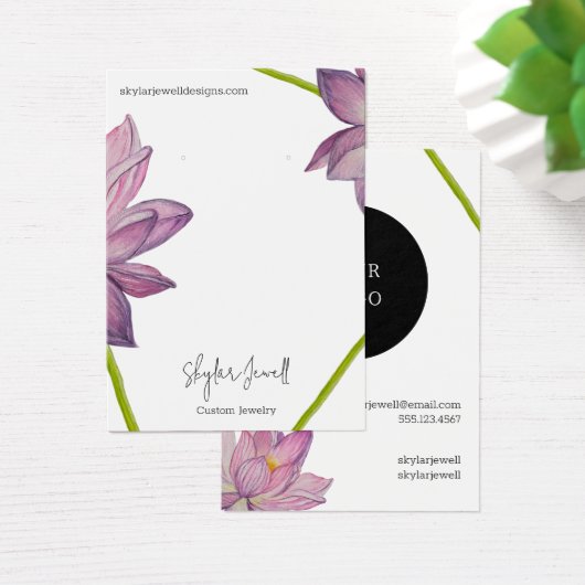 Paarse Roze Groene Bloemen Oorbel Display Kaart (Bureau)