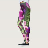 Paarse, roze, groene bloemige Leggings (Links)