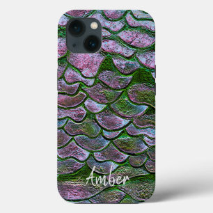Paarse Roze Groene Metalen Patroon Persoonlijk iPhone 13 Hoesje