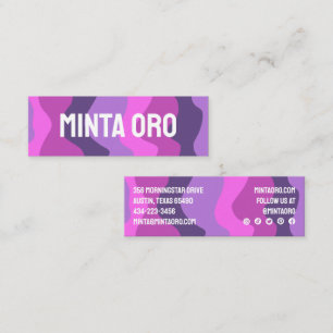 Paarse roze handgemaakte reisstrepen met sociale p mini visitekaartje