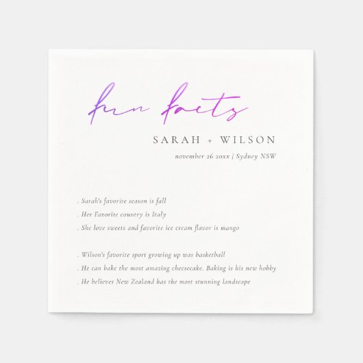 Paarse roze handschrift Black White Weddenschap Fa Servet (Voorkant)