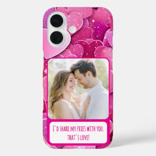 Paarse Roze Harten Deel Mijn Frieten iPhone 16 Hoesje