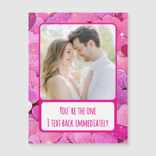 Paarse Roze Harten - Tekst Terug Magneet Foto Kaar