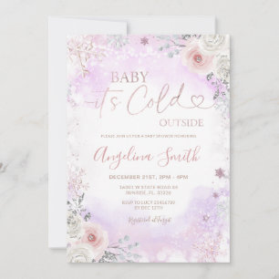 Paarse Roze Het Is Koud Buiten Winter Baby Shower Kaart