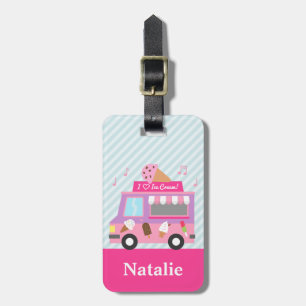 Paarse roze ijskap voor meisjes bagagelabel