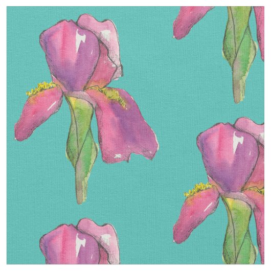 Paarse roze iris turquoise stof (Close Up)