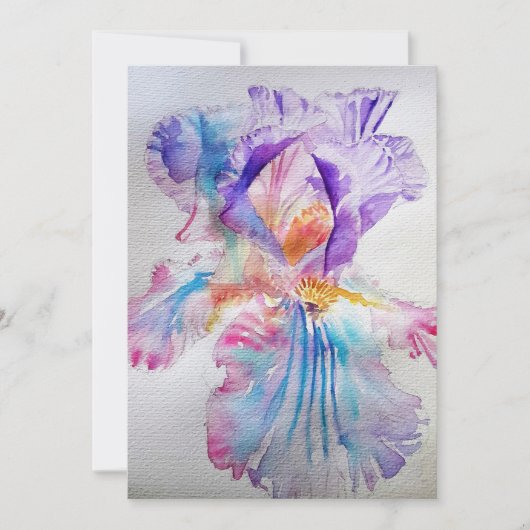 Paarse Roze Iris Waterverf Verjaardagsuitnodiging Kaart (Voorkant)