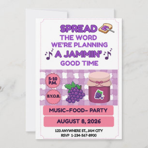 PAARSE ROZE JAM OP FAMILIE REÜNIE BBQ EVENEMENT KAART