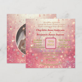 Paarse Roze Kralen Gordijn Faux Glitter floral Kaart