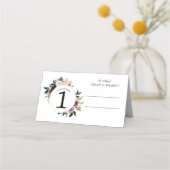 Paarse roze krans bruiloft gevouwen plaats kaart (Voorkant)