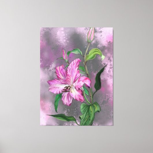 Paarse Roze Lelie Bloemen Canvas Print (Voorkant)