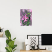 Paarse roze Lily Flowers Poster schilderen (Thuiskantoor)