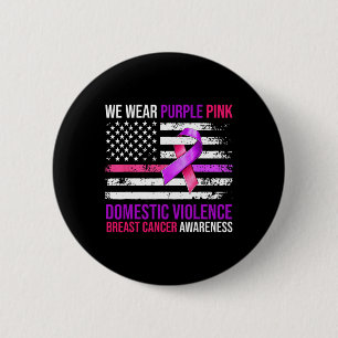Paarse roze lintvlag borstkanker en huiselijk ronde button 5,7 cm