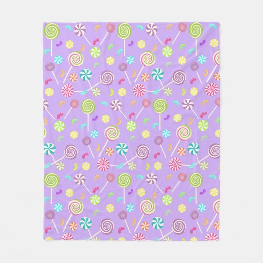 Paarse Roze Lollipop Snoep Pattern Fleece Deken (Voorkant)