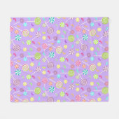 Paarse Roze Lollipop Snoep Pattern Fleece Deken (Voorkant (Horizontaal))