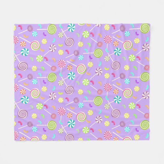 Paarse Roze Lollipop Snoep Pattern Fleece Deken (Voorkant (Horizontaal))