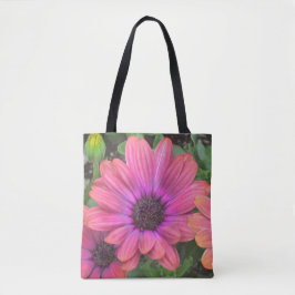 Paarse Roze Madeliefje Tote Bag