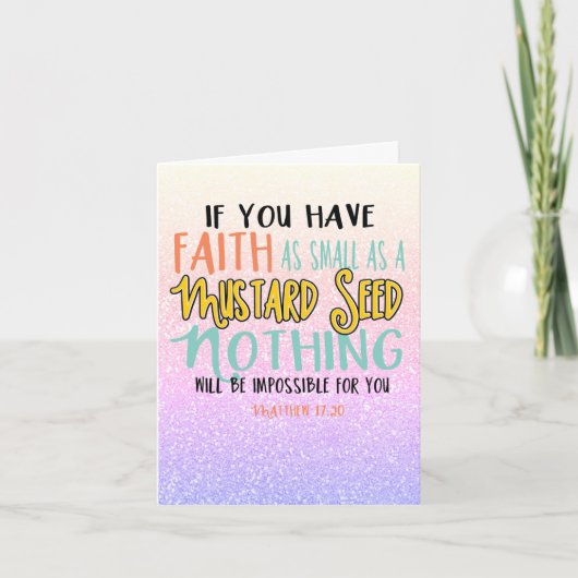 Paarse roze Matthew 17:20 mosterdzaad Kaart (Voorkant)