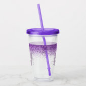 Paarse roze, moderne glittersparkle monogram  acryl drinkbeker (Links)