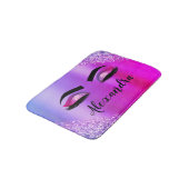 Paarse roze monogram Glitter Eyelashes Modern Badmat (Gekanteld)