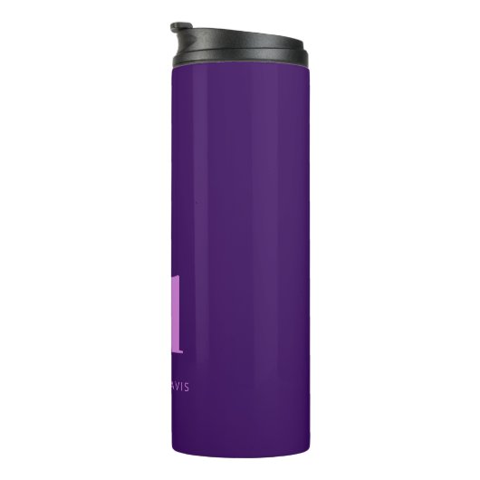 Paarse roze monogram initialen heten moderne thermosbeker (Geroteerd rechts)