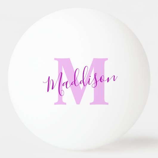Paarse roze monogram naam initiaal pingpongballen (Voorkant)