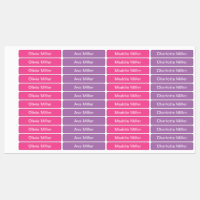 Paarse roze naamlabels voor schoolkamp kinderopvan