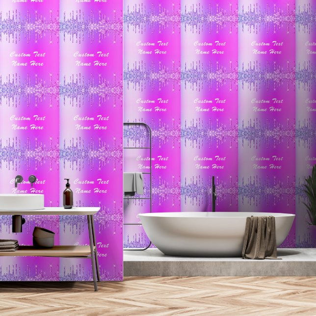 Paarse roze neon glitter sparkly aangepaste tekst behang (Badkamer)