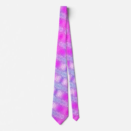 Paarse Roze Neon Glitter Stropdas (Voorkant)