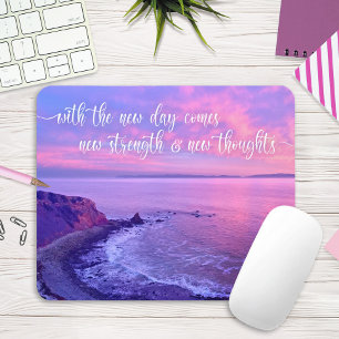 Paarse roze Ocean Sunset Foto Inspirerend Quote Muismat