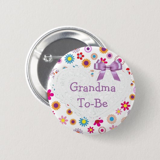 Paarse Roze Oma Wordt Baby shower Button (Voorkant /achterkant)