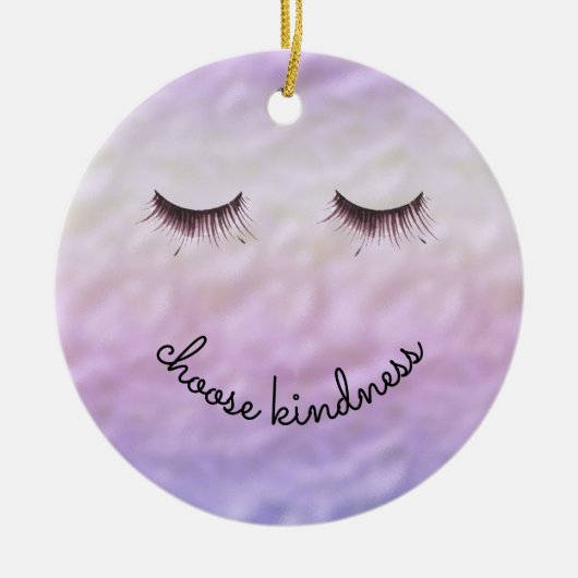 Paarse roze ombre Black Eyelashes Kindness Keramisch Ornament (Voorkant)