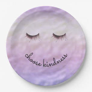 Paarse roze ombre Black Eyelashes Kindness Papieren Bordje