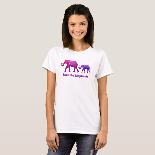 Paarse roze Ombre Elephant Koe Calf T-Shirt (Voorkant volledig)