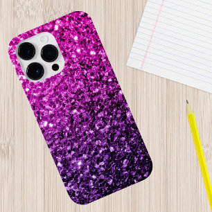 Paarse roze ombre faux glitter Case-Mate iPhone 14 hoesje
