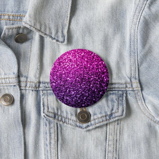 Paarse roze ombre faux glitter ronde button 7,6 cm (In situ)