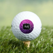 Paarse roze ombre faux glitter sparvers Monogram Golfballen (Insitu Shirt)