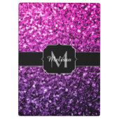 Paarse roze ombre faux glitter sparvers Monogram Klembord (Achterkant)