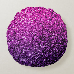 Paarse roze ombre glitter rond kussen