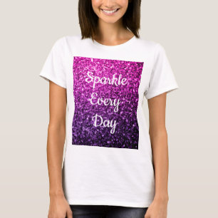 Paarse roze ombre glitter Sparkle day T-shirt