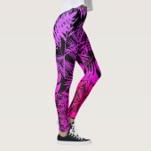 Paarse roze ombre tropische palmbladeren patroon leggings (Rechts)